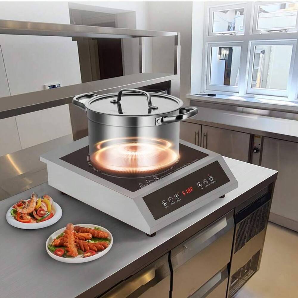Induction Cooker Commercial - Draagbare kookplaat, 1800W commerciële brander, 9