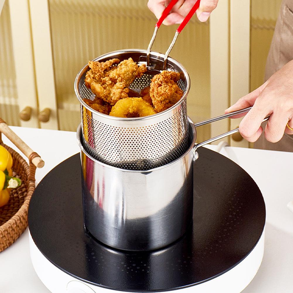 Commercial Kitchen Cooking - Roestvrijstalen frituurpan met zeefmandje, mini-tempura-frituurpan voor